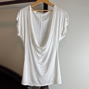Antistar Elegant White Drape Neck Top